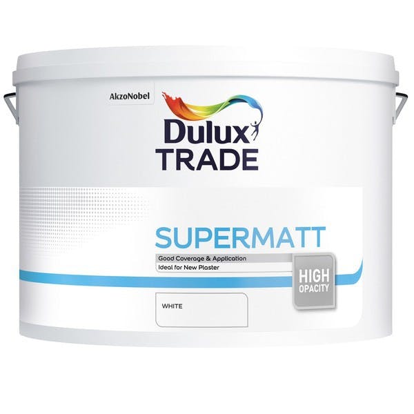 Dulux Trade Supermatt White 10L Gibbs & Dandy