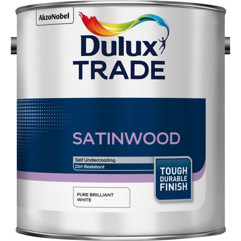 Dulux Trade Satinwood Pure Brilliant White 2.5L Gibbs & Dandy