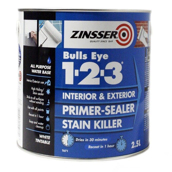 Zinsser Bulls Eye 123 Primer Sealer Stain Killer 1L Gibbs & Dandy
